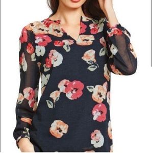Cabi M floral blouse black poppy